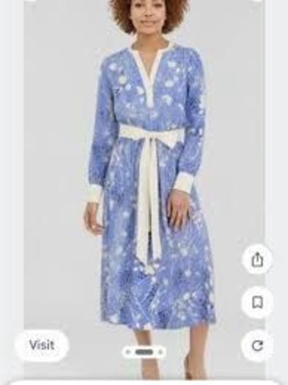 Talbots Belted Fit & Flare Shirtdress Blue Dancing Flowers Coastal Cottagecore M